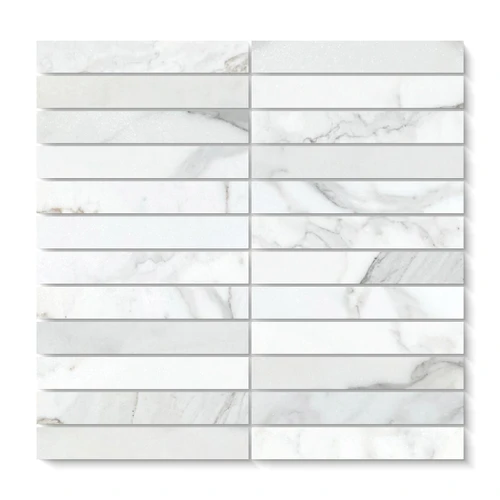 Calacatta Gold Italian Marble 1x6 Stacked Mosaic Tile Honed