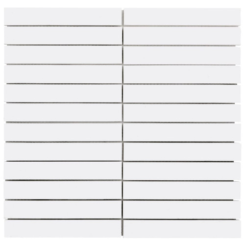 Bianco Dolomite Marble 1x6 Stacked Mosaic Tile Polished