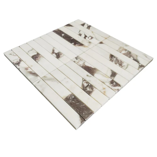  1x6 Calacatta Viola Marble Stacked Mosaic Tile Polished 