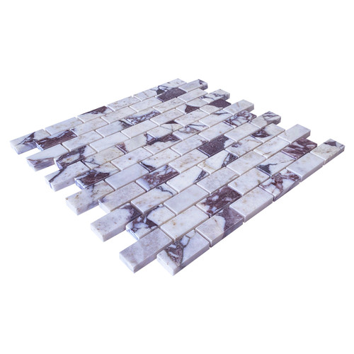 Calacatta Viola Marble 1" x 2" Honed Brick Mosaic Tile 