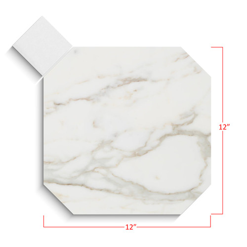 Calacatta Gold Marble 12" Octagon with Dolomite Dots Mosaic Tile Honed