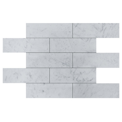 Italian White Carrera Marble Bianco Carrara 4x12 Marble Tile Polished