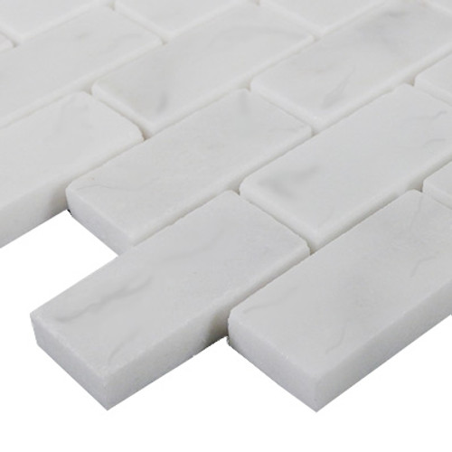 Italian White Carrera Marble Bianco Carrara 1x2 Mosaic Tile Honed