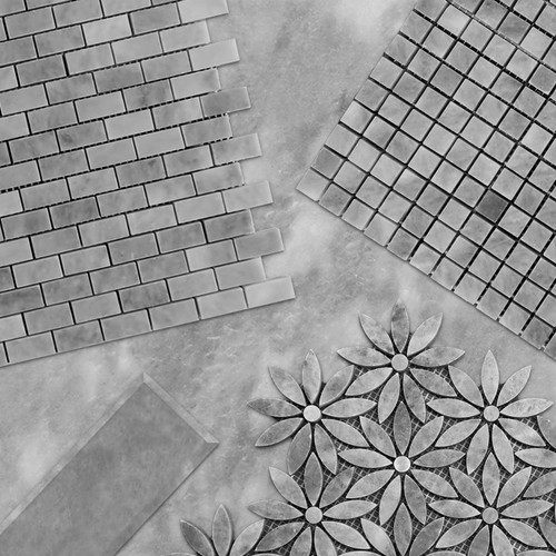 Bardiglio Gray Marble Mini Brick Polished Mosaic Tile 