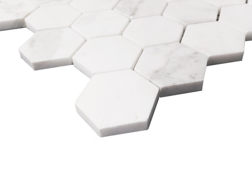 2" Hexagon Mosaic Tile  Calacatta Gold Italian Marble  Honed
