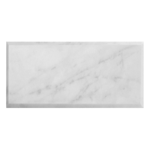 Carrara Marble Italian White Bianco Carrera 6x12 Wide Beveled Marble Subway Tile Honed