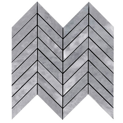 Premium Bardiglio Gray Marble 1" x 4" Chevron Mosaic Tile Honed