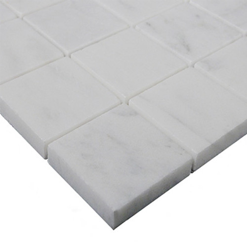 Italian White Carrera Marble Bianco Carrara 2x2 Mosaic Tile Honed