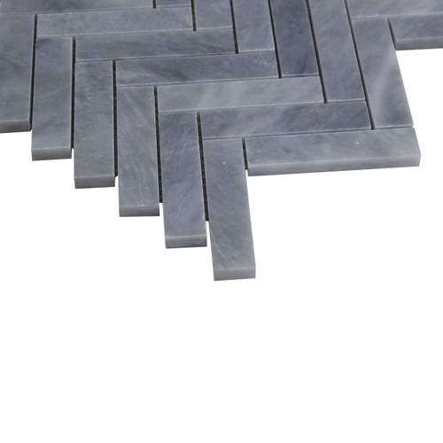 Bardiglio Gray Marble 1" x 4" Herringbone Mosaic Tile Polished