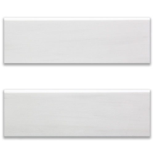 4x12 Bianco Dolomite Marble Bullnose Trim Tile Honed