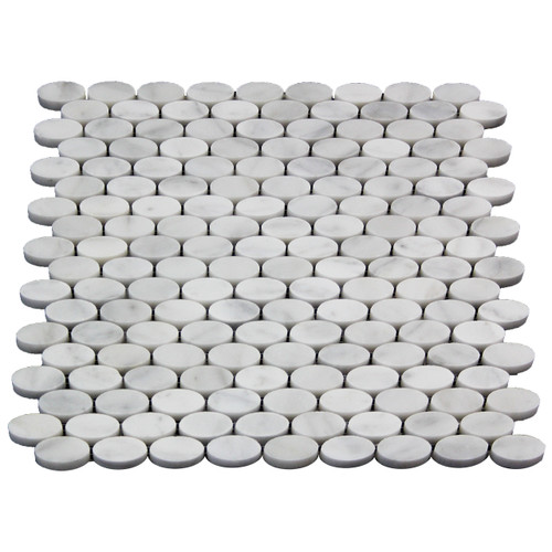 Carrara White Italian Marble Oval Ellipse Mosaic Tile Polished