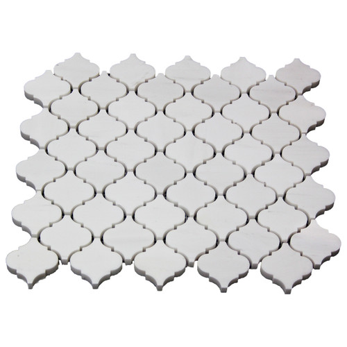 Bianco Dolomite Marble Mini Arabesque Baroque Lantern Mosaic Tile Honed