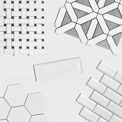 Bianco Dolomiti Marble 4" Hexagon Mosaic Tile Polished Combination