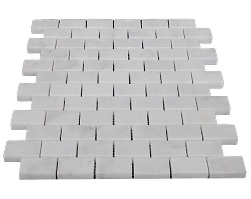 Italian White Carrera Marble Bianco Carrara 1x2 Mosaic Tile Polished