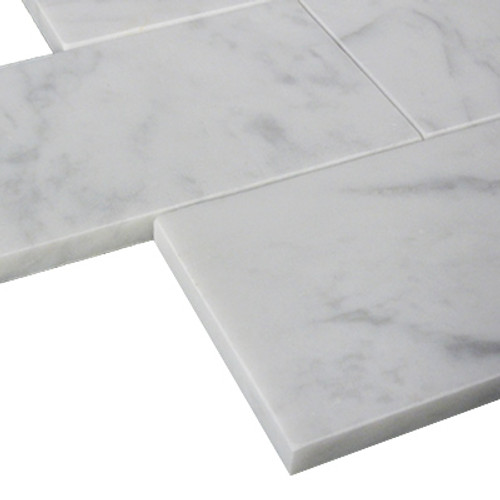 Italian White Carrera Marble Bianco Carrara 3x6 Marble Subway Tile Honed