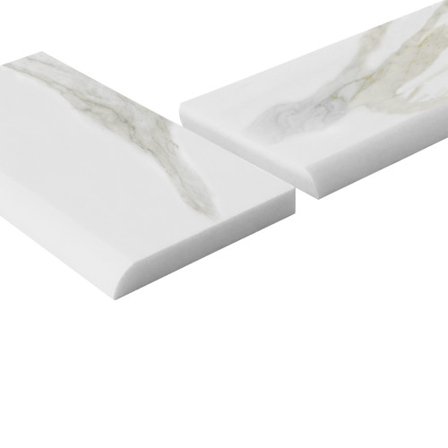 Calacatta Gold Marble 3" x 6" Bullnose Polished Trim Tile