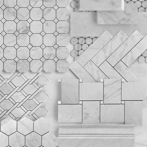 Bianco Dolomiti Marble Octagon Mosaic Tile Honed