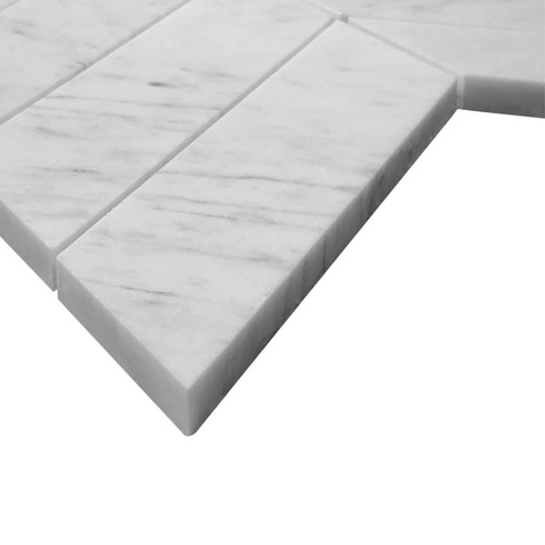 Carrara White Italian Marble 2" x 8" Chevron Honed Mosaic Tile