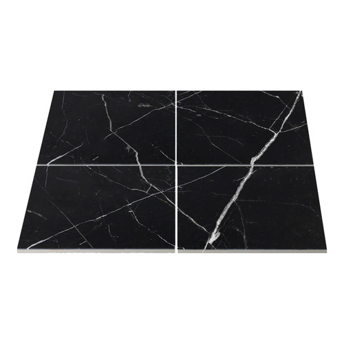 6x6 Polished Nero Marquina Black Marble Tile 