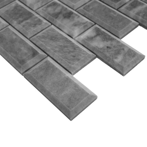 Bardiglio Grey Marble 2x4 Big Bevel Mosaic Tile Polished Bardiglio Grey Marble 2x4 Big Bevel Mosaic Tile Polished