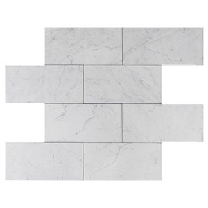 Carrara Marble Italian White Bianco Carrera 6x12 Marble Subway Tile Honed