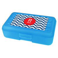 Chevron Navy And Red Pencil Box