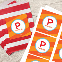 Fun Initials Orange Gift Label Set