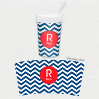 Chevron Navy And Red Toddler Cup