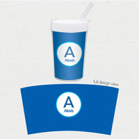 A Linen Blue Letter Toddler Cup