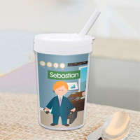 A Boy Crunching Numbers Toddler Cup