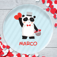 Panda and Hearts Kids Plates