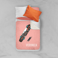 Cool Girl Skateboard Sherpa Blanket