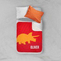 Dino and Me - Red Sherpa Blanket