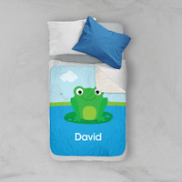 Cute Smiley Frog Sherpa Blanket