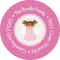 Christian Little Angel Girl Round Address Labels