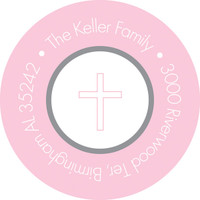 Pink Frame Squares Round Return Address Labels