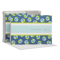 Browse Thank You Note Cards | Flowers On A Swirl Blue