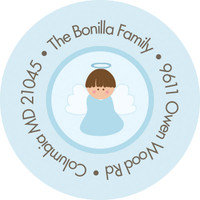 Christian Little Angel Boy Round Address Labels