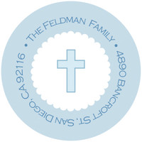Thick Blue Cross Religious Address Labels