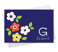 Gorgeous Custom Printed Folded Note Cards | Blue Charming Flowers