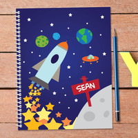 rocket launch personalized notebook for kids