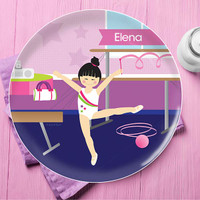 Cute Gymnast Girl Kids Plates
