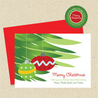 Shown with optional red envelope and matching return address label