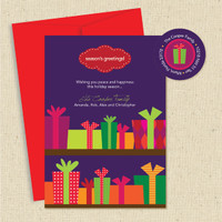 Shown with optional red envelope and matching return address label