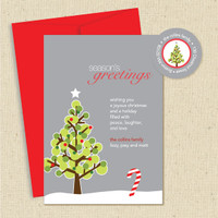 Shown with optional red envelope and matching return address label