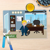 A Boy Crunching Numbers Kids Placemat