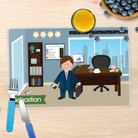 A Boy Crunching Numbers Kids Placemat