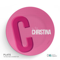 Double Initial Pink Kids Plates