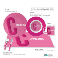 Double Initial Pink Kids Plates