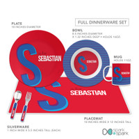 Double Initial Red Kids Plates